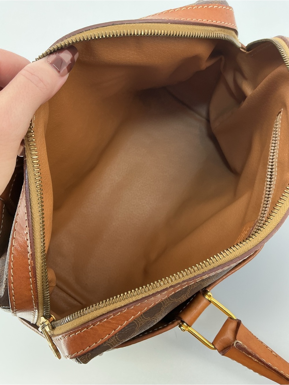 Celine Vintage Macadam Boston 35 Brown Monogram Leather Handbag - Picture 5 of 15